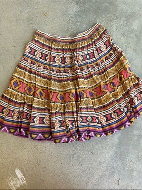 VTG Cattlelac Ranch Western Cowgirl Tiered Skirt, XL